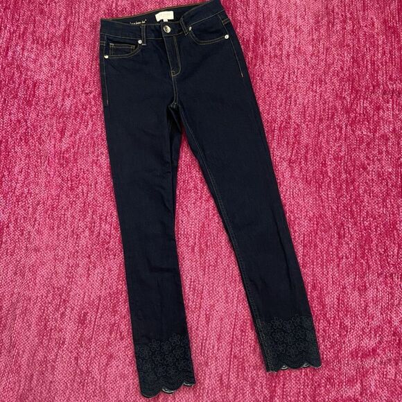 Ted Baker London Yesenia Embroidered Scalloped Hem Skinny Ankle Jeans Size 26 - Picture 2 of 13